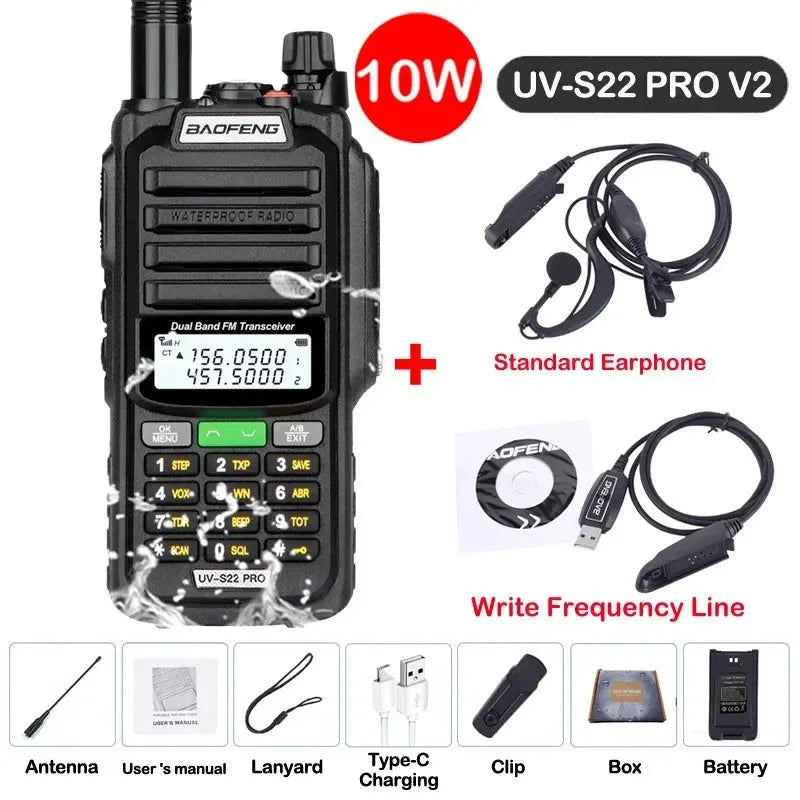 UV-S22 PRO V2 IP68 Waterproof Dual Band Ham Radio Walkie Talkie with 50KM Range (Upgraded UV9R UV5R Pro) - Trekker Essentials