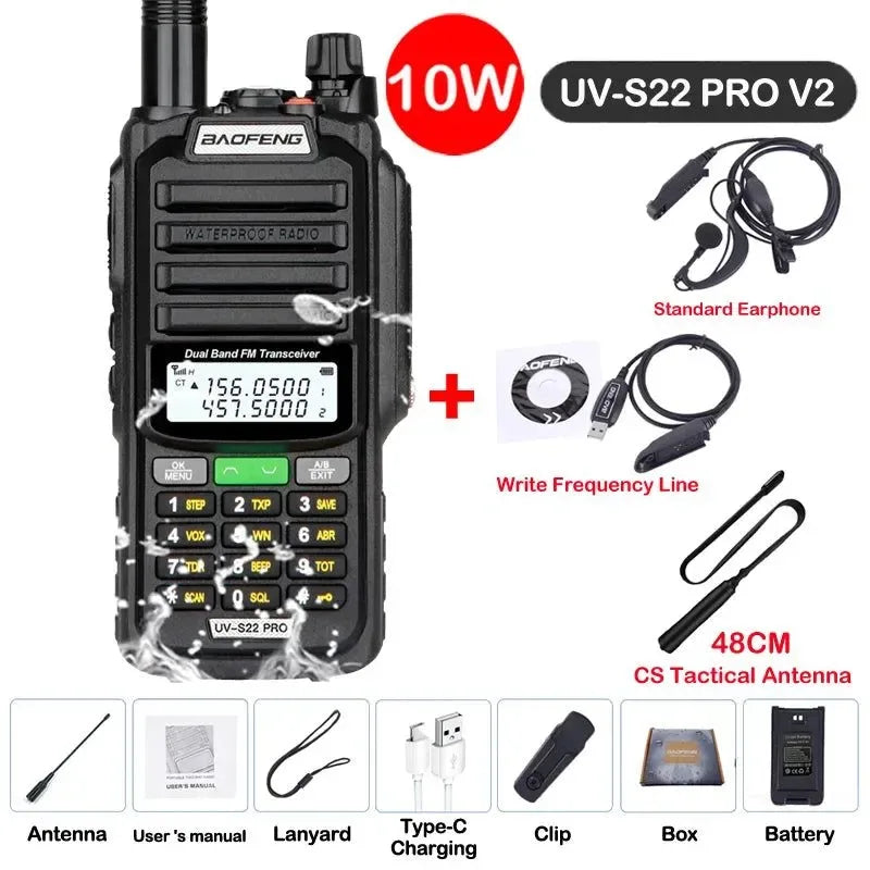 UV-S22 PRO V2 IP68 Waterproof Dual Band Ham Radio Walkie Talkie with 50KM Range (Upgraded UV9R UV5R Pro) - Trekker Essentials