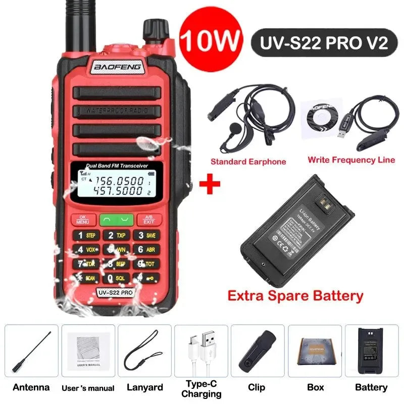 UV-S22 PRO V2 IP68 Waterproof Dual Band Ham Radio Walkie Talkie with 50KM Range (Upgraded UV9R UV5R Pro) - Trekker Essentials