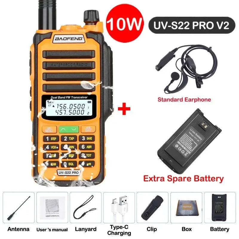 UV-S22 PRO V2 IP68 Waterproof Dual Band Ham Radio Walkie Talkie with 50KM Range (Upgraded UV9R UV5R Pro) - Trekker Essentials