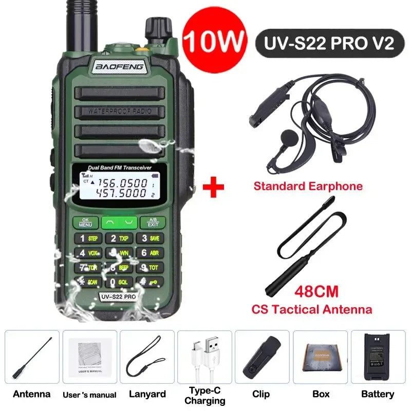 UV-S22 PRO V2 IP68 Waterproof Dual Band Ham Radio Walkie Talkie with 50KM Range (Upgraded UV9R UV5R Pro) - Trekker Essentials