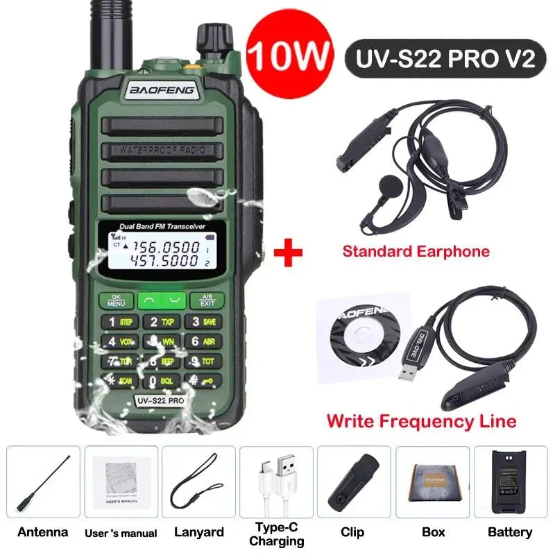 UV-S22 PRO V2 IP68 Waterproof Dual Band Ham Radio Walkie Talkie with 50KM Range (Upgraded UV9R UV5R Pro) - Trekker Essentials
