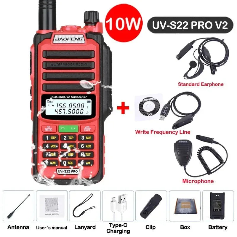UV-S22 PRO V2 IP68 Waterproof Dual Band Ham Radio Walkie Talkie with 50KM Range (Upgraded UV9R UV5R Pro) - Trekker Essentials