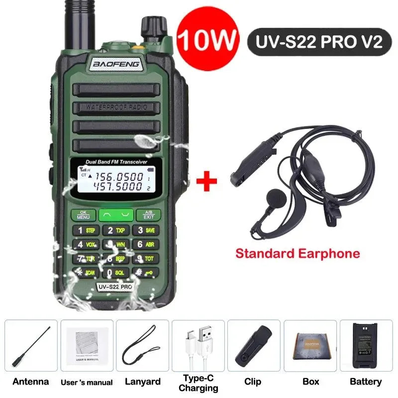 UV-S22 PRO V2 IP68 Waterproof Dual Band Ham Radio Walkie Talkie with 50KM Range (Upgraded UV9R UV5R Pro) - Trekker Essentials