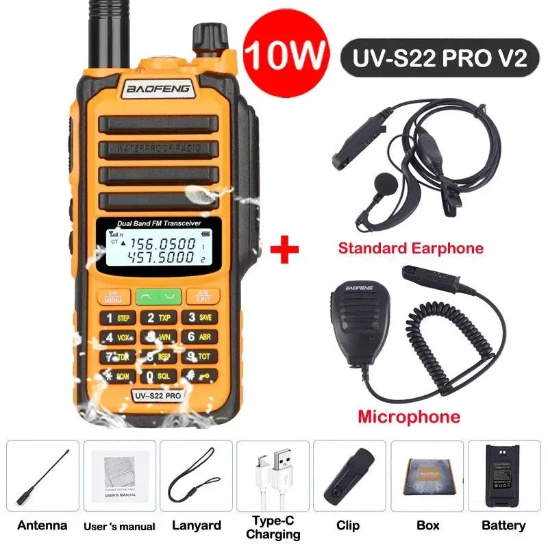UV-S22 PRO V2 IP68 Waterproof Dual Band Ham Radio Walkie Talkie with 50KM Range (Upgraded UV9R UV5R Pro) - Trekker Essentials