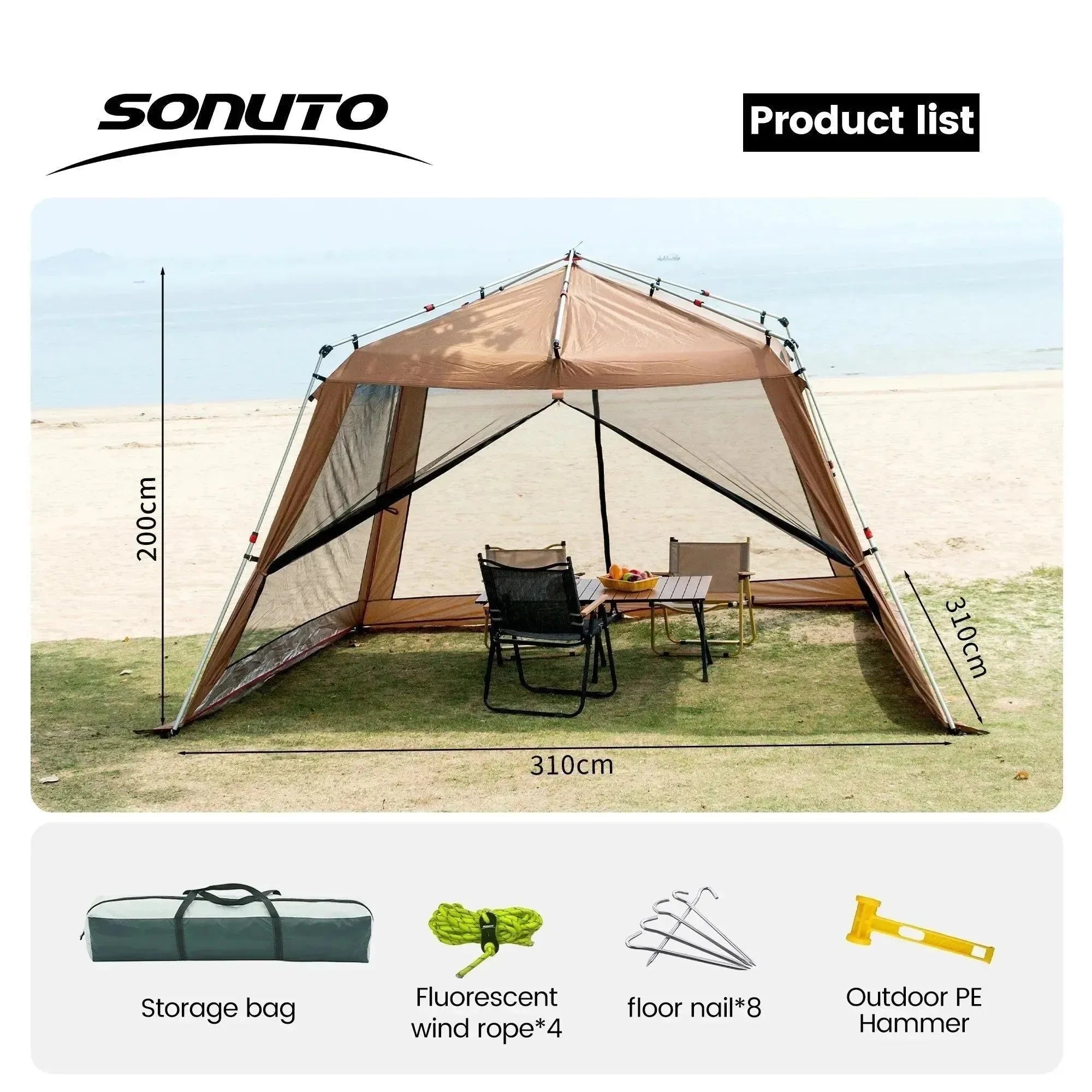 Versatile Shade Solution: Sonuto Automatic Canopy Tent - Trekker Essentials