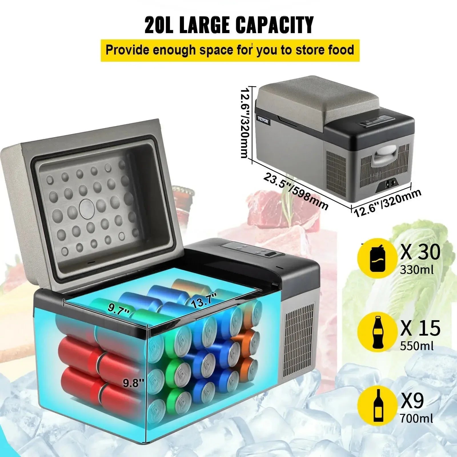 VEVOR Portable Car Refrigerator – Mini Fridge Freezer (20L-55L) for outdoor Adventure - Trekker Essentials