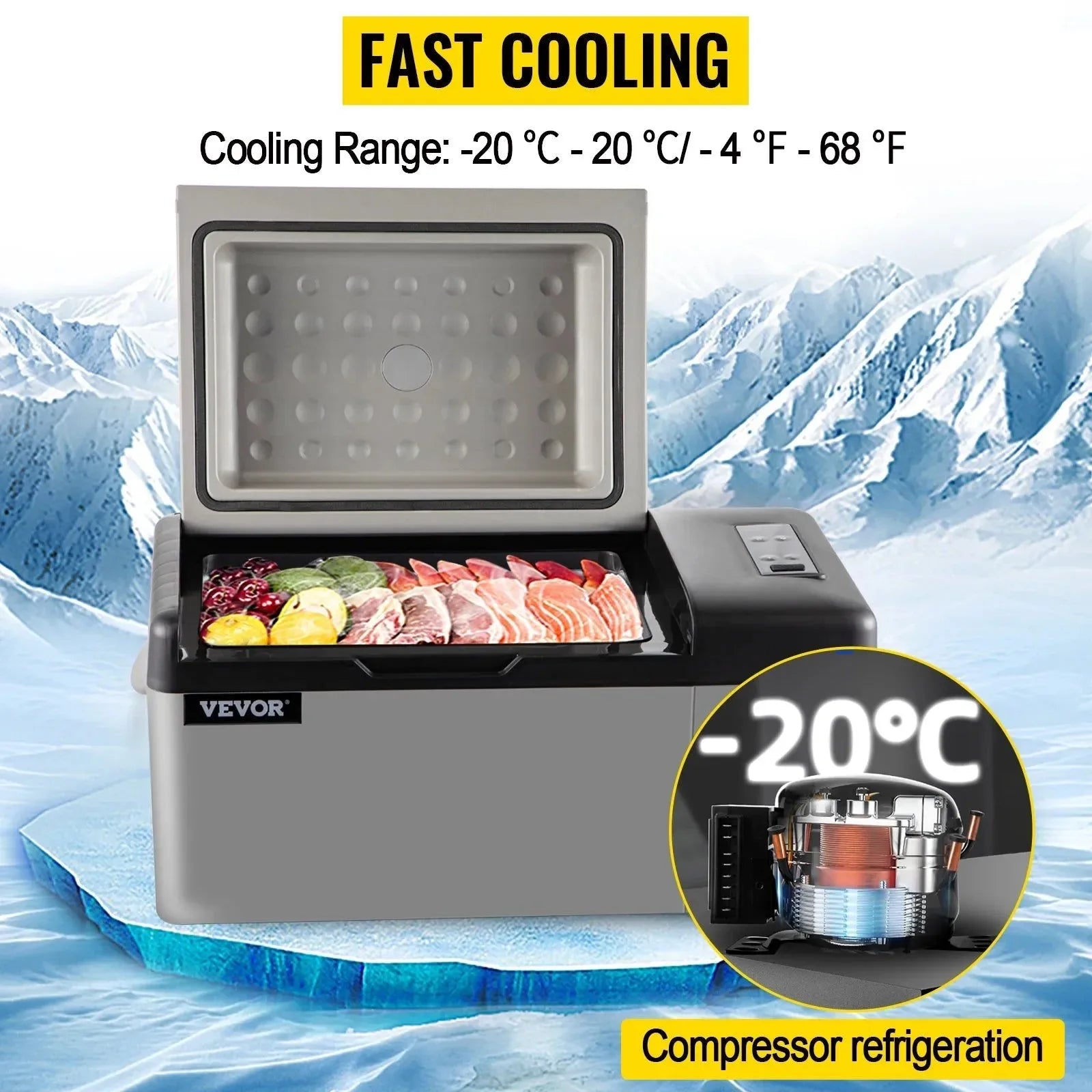 VEVOR Portable Car Refrigerator – Mini Fridge Freezer (20L-55L) for outdoor Adventure - Trekker Essentials