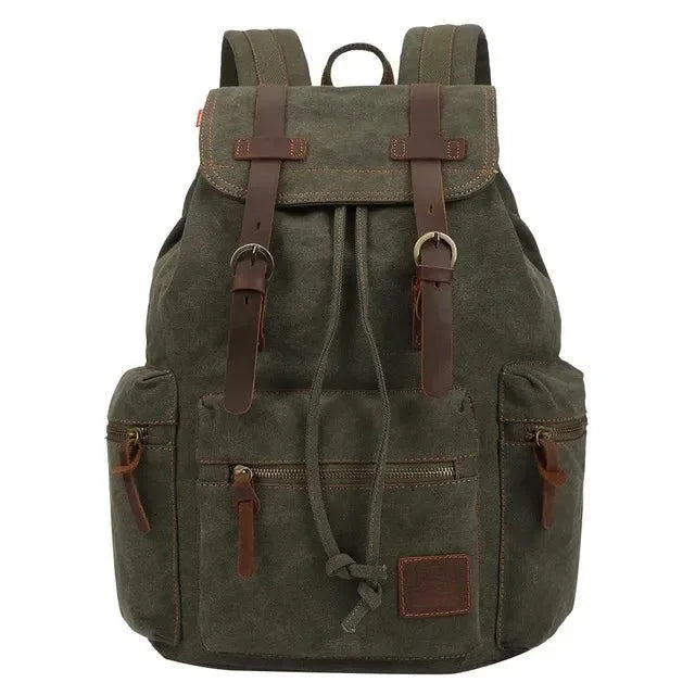 black canvas leather trekker backpack Vintage Canvas Backpack for Men and Women