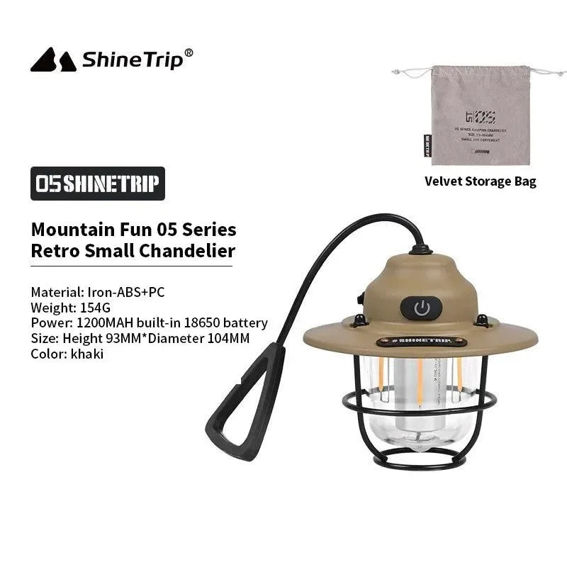 Vintage Pendant Light - Rechargeable Camping Ambient Light for Outdoor Use - Trekker Essentials