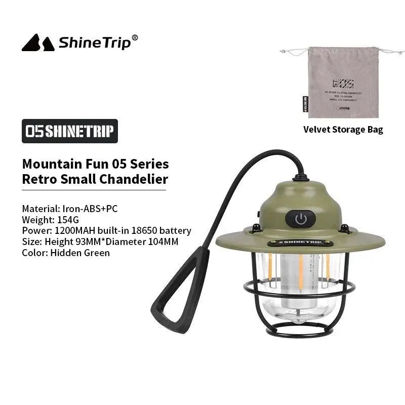 Vintage Pendant Light - Rechargeable Camping Ambient Light for Outdoor Use - Trekker Essentials