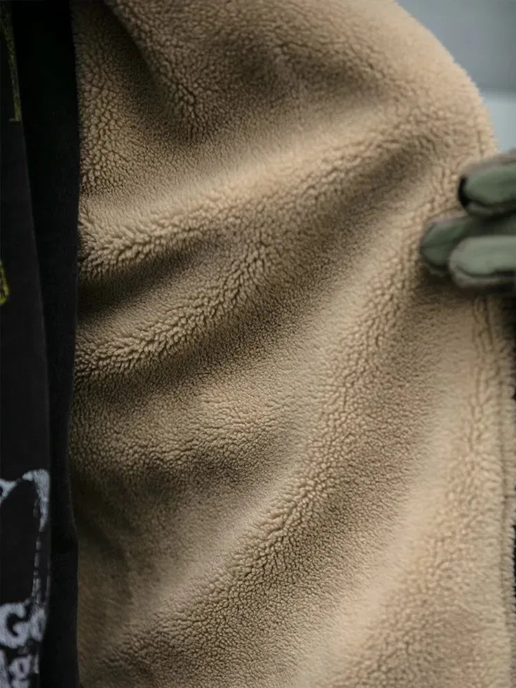 Vintage Polar Fleece Jacket Men's Winter Thick Loose Fit Streetwear Warm Coat - Trekker Essentials