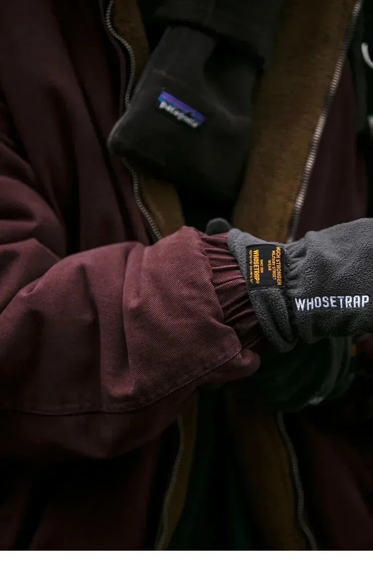 Vintage Polar Fleece Jacket Men's Winter Thick Loose Fit Streetwear Warm Coat - Trekker Essentials