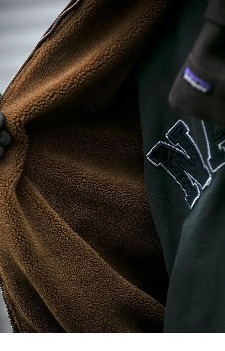 Vintage Polar Fleece Jacket Men's Winter Thick Loose Fit Streetwear Warm Coat - Trekker Essentials