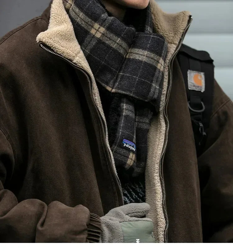 Vintage Polar Fleece Jacket Men's Winter Thick Loose Fit Streetwear Warm Coat - Trekker Essentials