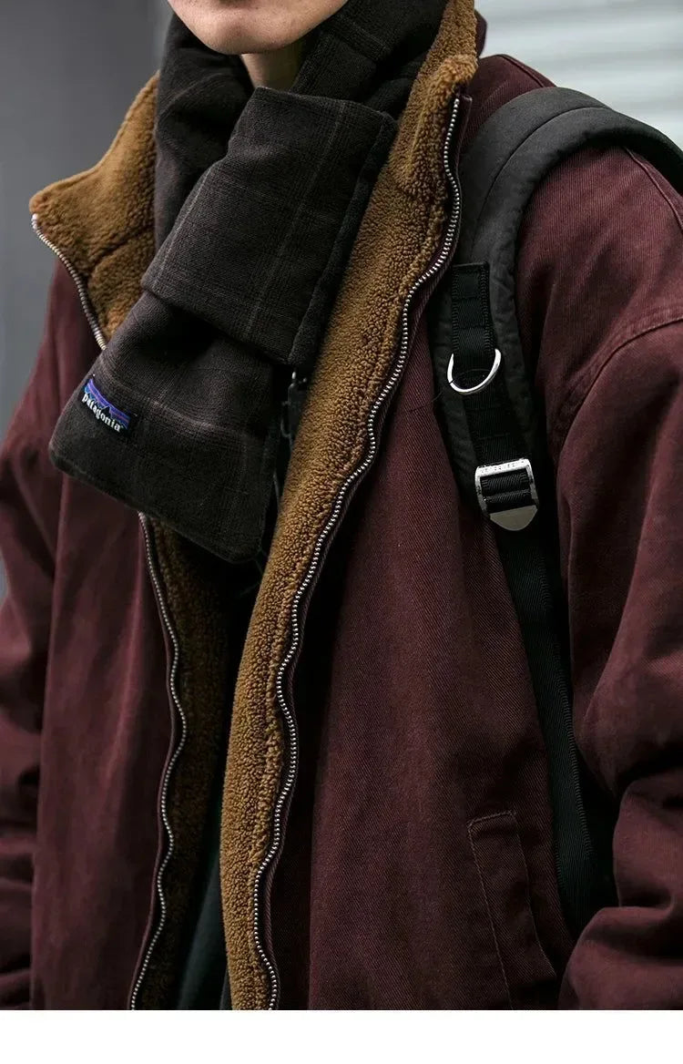 Vintage Polar Fleece Jacket Men's Winter Thick Loose Fit Streetwear Warm Coat - Trekker Essentials