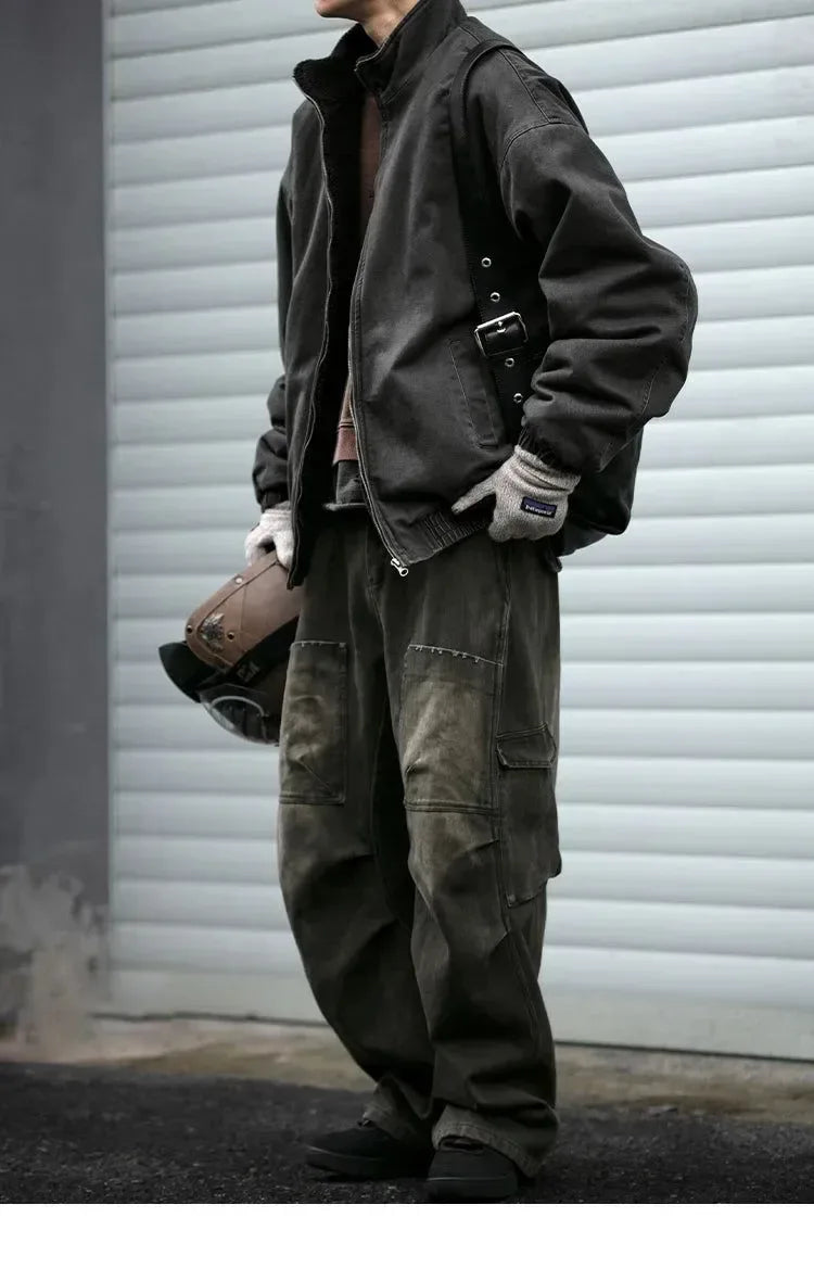 Vintage Polar Fleece Jacket Men's Winter Thick Loose Fit Streetwear Warm Coat - Trekker Essentials