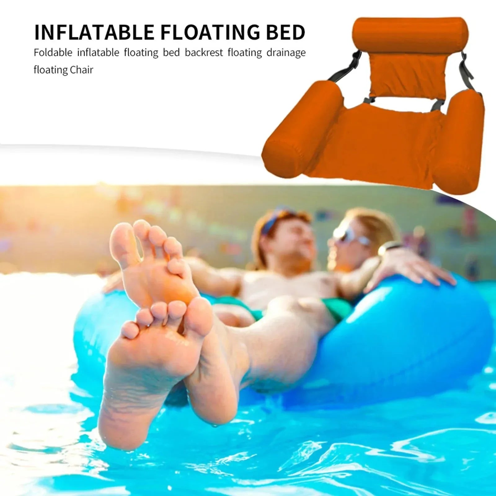 Water Hammock Inflatable Air Mattress - Floating Lounger for Swimming Pools and Beach Relaxation - Trekker Essentials