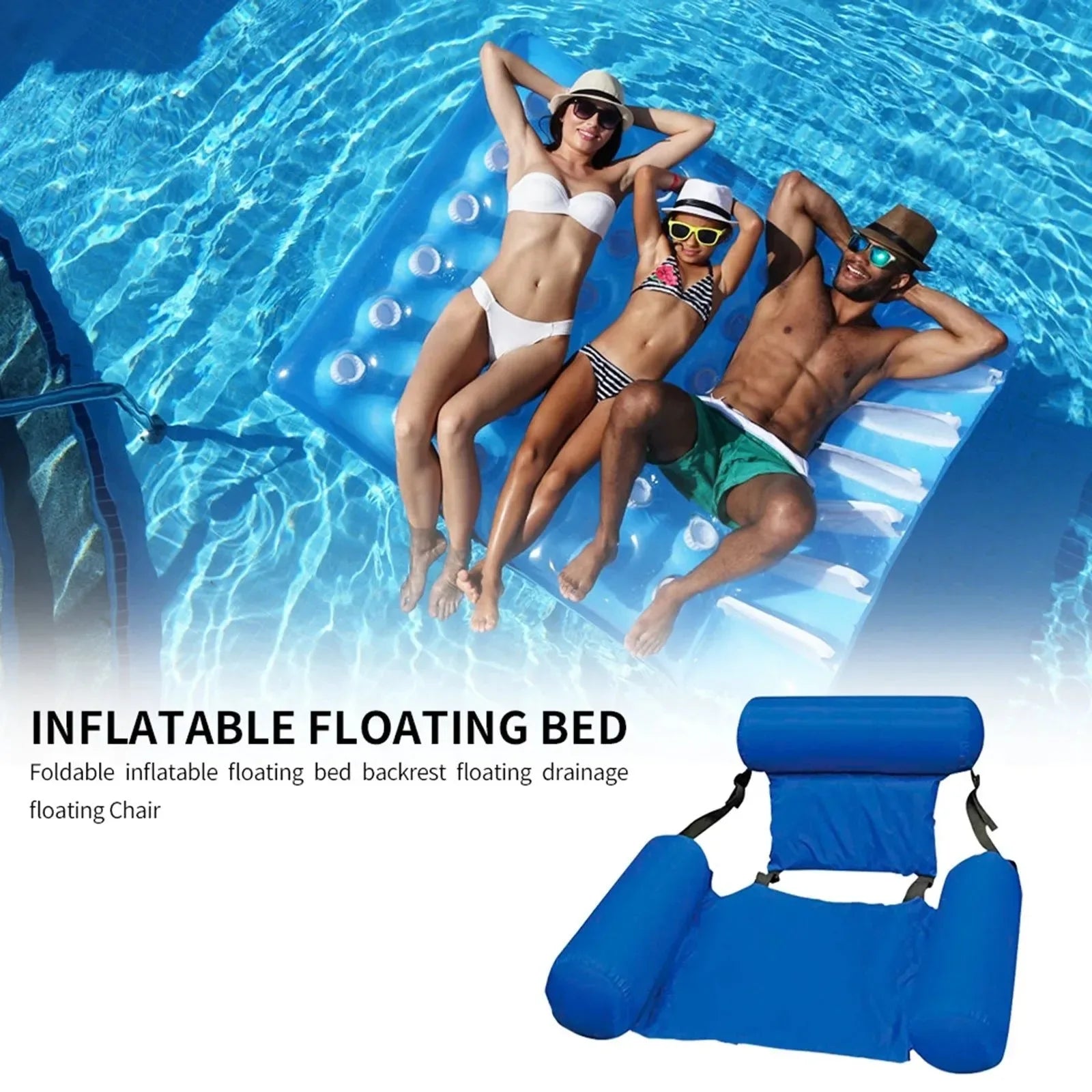 Water Hammock Inflatable Air Mattress - Floating Lounger for Swimming Pools and Beach Relaxation - Trekker Essentials