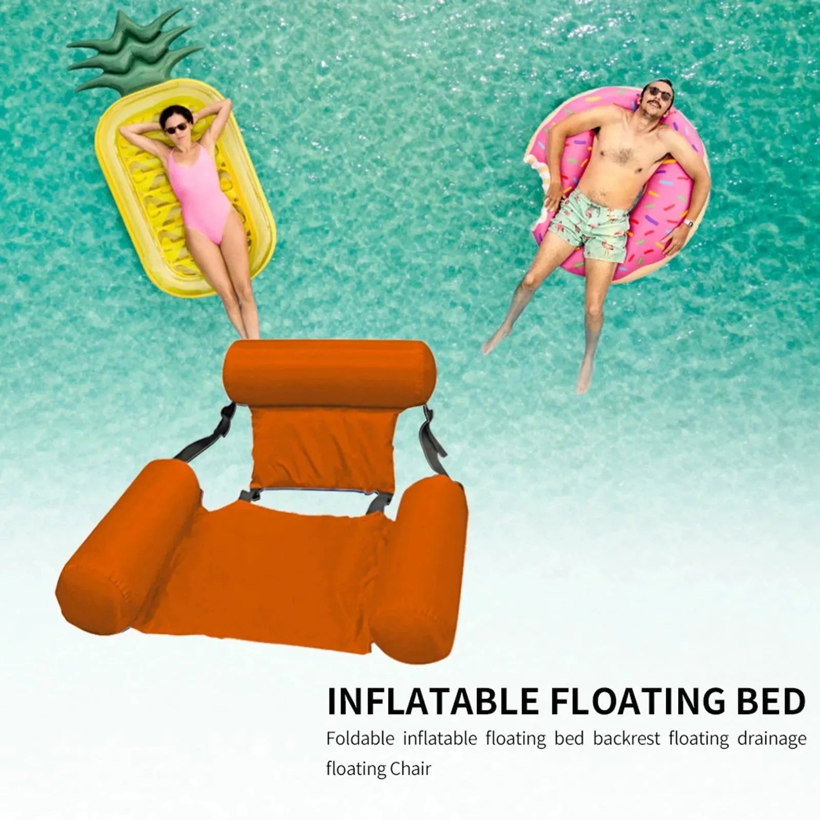Water Hammock Inflatable Air Mattress - Floating Lounger for Swimming Pools and Beach Relaxation - Trekker Essentials