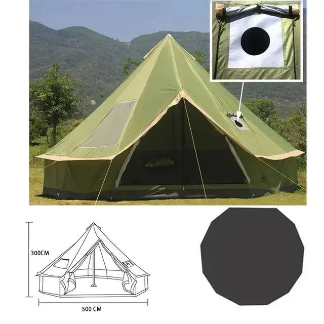 Waterproof 4-Season Yurt Wall Tent with Roof Stove Jack - Trekker Essentials
