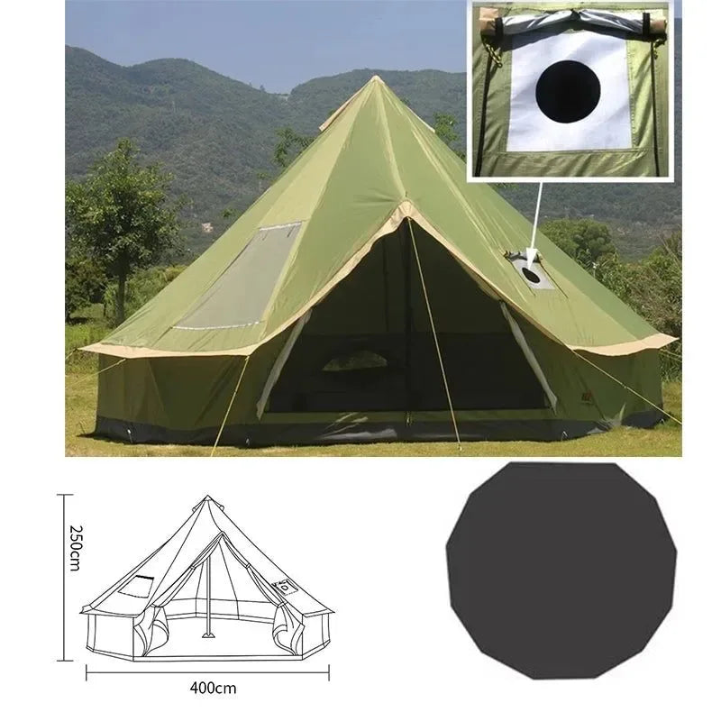 Waterproof 4-Season Yurt Wall Tent with Roof Stove Jack - Trekker Essentials