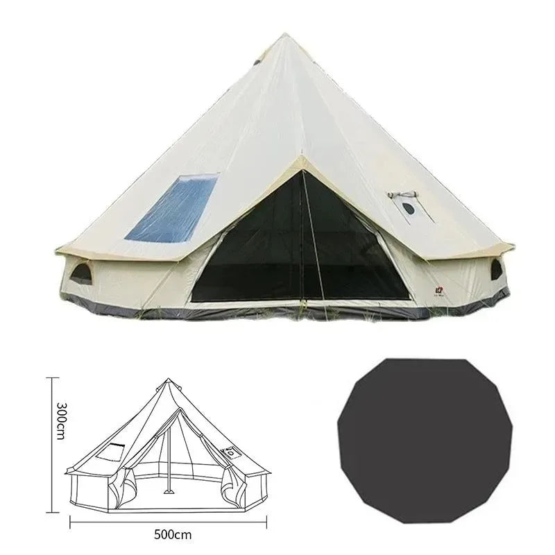 Waterproof 4-Season Yurt Wall Tent with Roof Stove Jack - Trekker Essentials