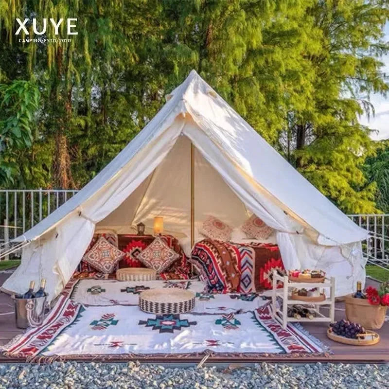 Waterproof Bell Tent with Antiflaming Bottom - 5/8 Person, 900D Oxford, Four-Season - Trekker Essentials