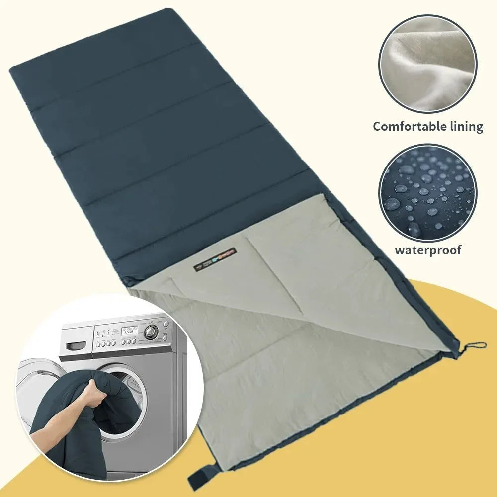 Waterproof Camping Envelope Sleeping Bag - Warm and Comfortable for Adults - Trekker Essentials
