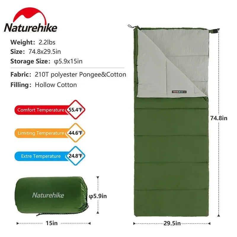 Waterproof Camping Envelope Sleeping Bag - Warm and Comfortable for Adults - Trekker Essentials