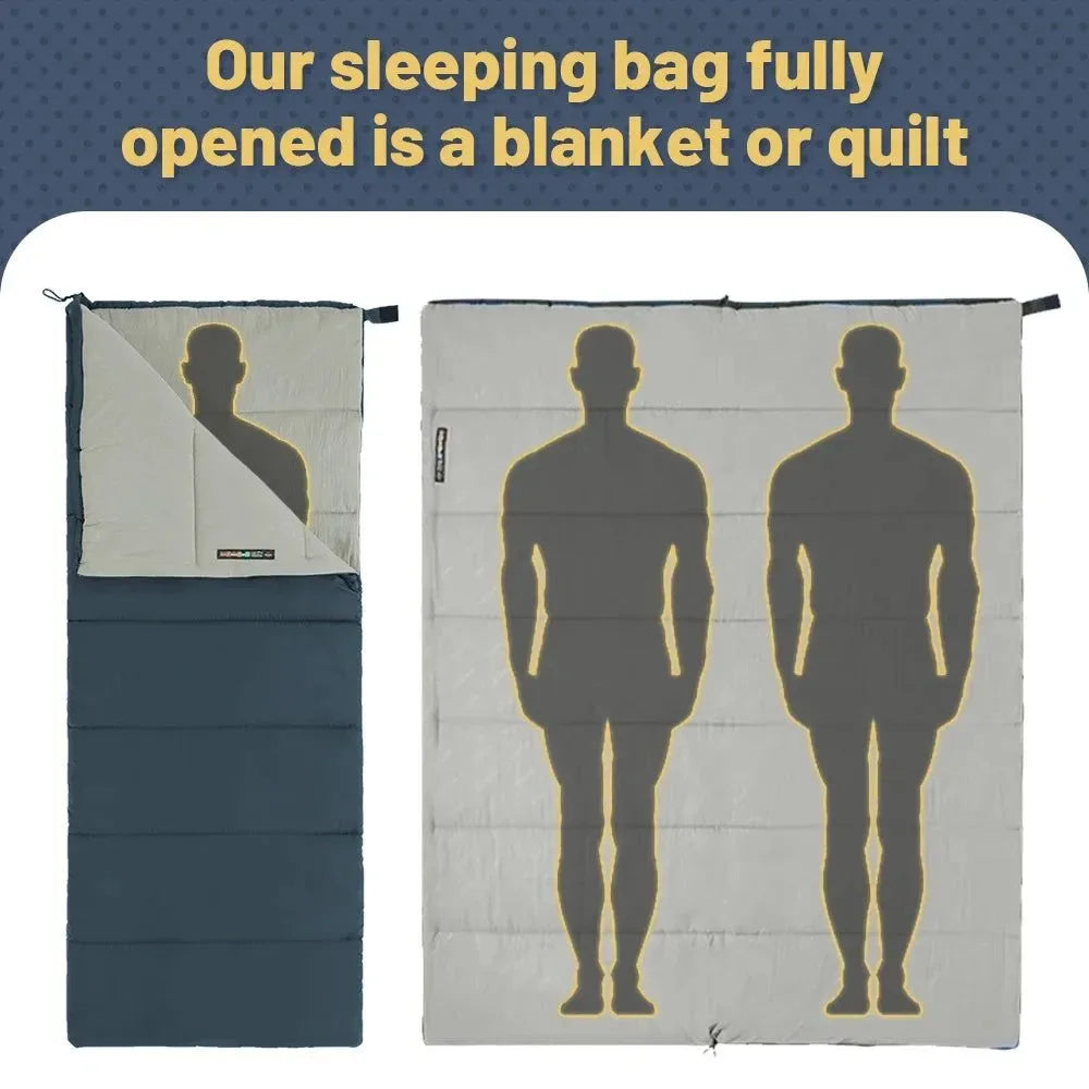 Waterproof Camping Envelope Sleeping Bag - Warm and Comfortable for Adults - Trekker Essentials