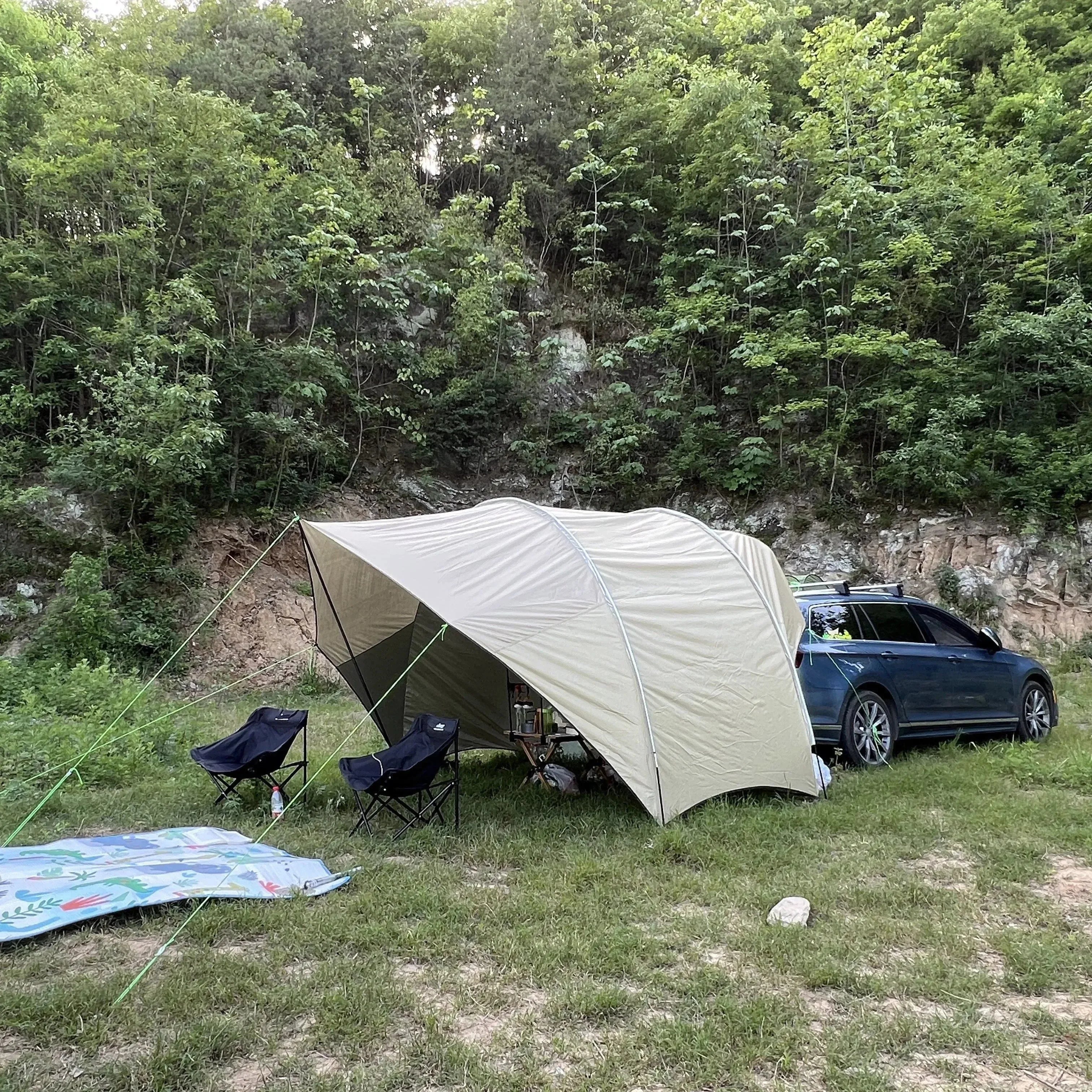 Waterproof Car Awning Sun Shelter - Eggshell Shape Auto SUV Canopy Camper Trailer Sun Shade for Outdoor Camping and Beach - Trekker Essentials