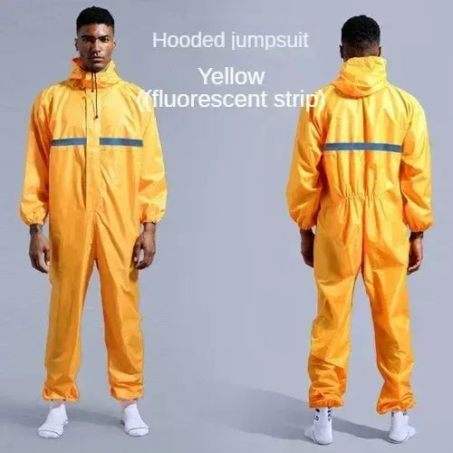 Waterproof Conjoined Raincoat Coverall with Hat - Oil-Resistant Work Safety Suit for Men and Women - Trekker Essentials