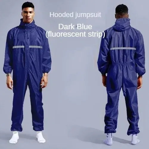 Waterproof Conjoined Raincoat Coverall with Hat - Oil-Resistant Work Safety Suit for Men and Women - Trekker Essentials