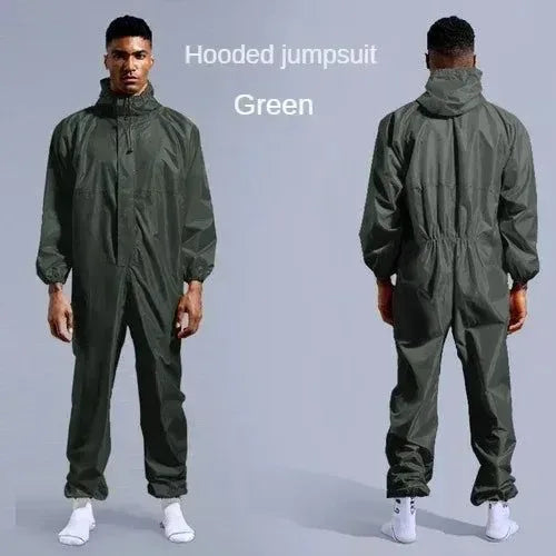 Waterproof Conjoined Raincoat Coverall with Hat - Oil-Resistant Work Safety Suit for Men and Women - Trekker Essentials
