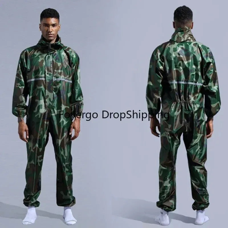 Waterproof Conjoined Raincoat Coverall with Hat - Oil-Resistant Work Safety Suit for Men and Women - Trekker Essentials