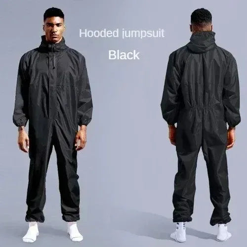 Waterproof Conjoined Raincoat Coverall with Hat - Oil-Resistant Work Safety Suit for Men and Women - Trekker Essentials