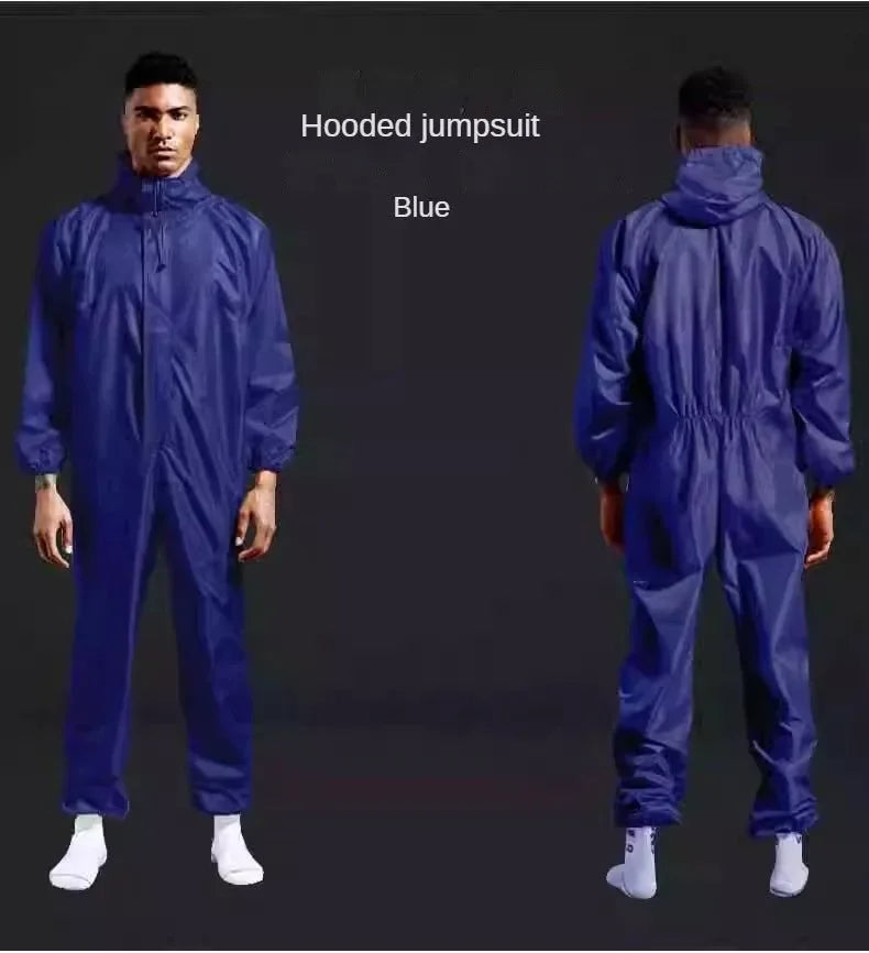 Waterproof Conjoined Raincoat Coverall with Hat - Oil-Resistant Work Safety Suit for Men and Women - Trekker Essentials