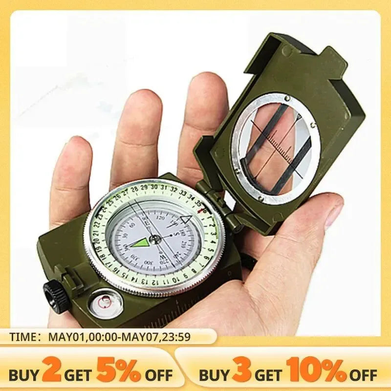 Waterproof High Precision Compass Outdoor Gadget Sports Hiking Mountaineering Professional Military Army Metal Sight - Trekker Essentials