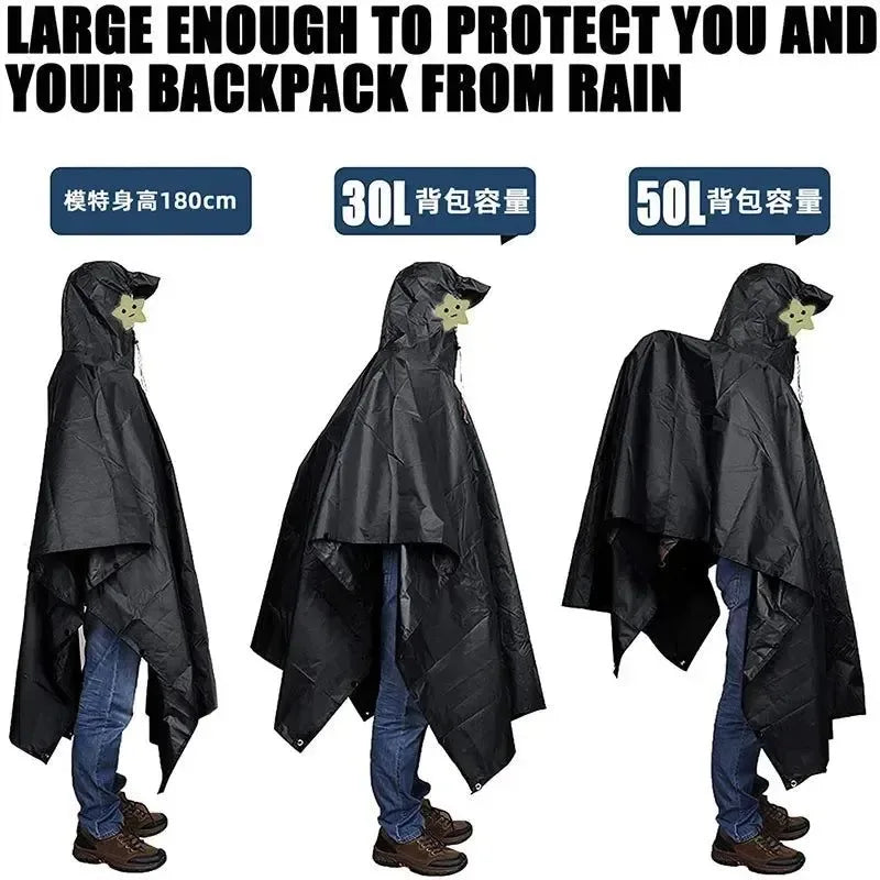 Waterproof Lightweight Hooded Rain Poncho - Multi-Purpose for Camping, Hiking, Cycling - Trekker Essentials