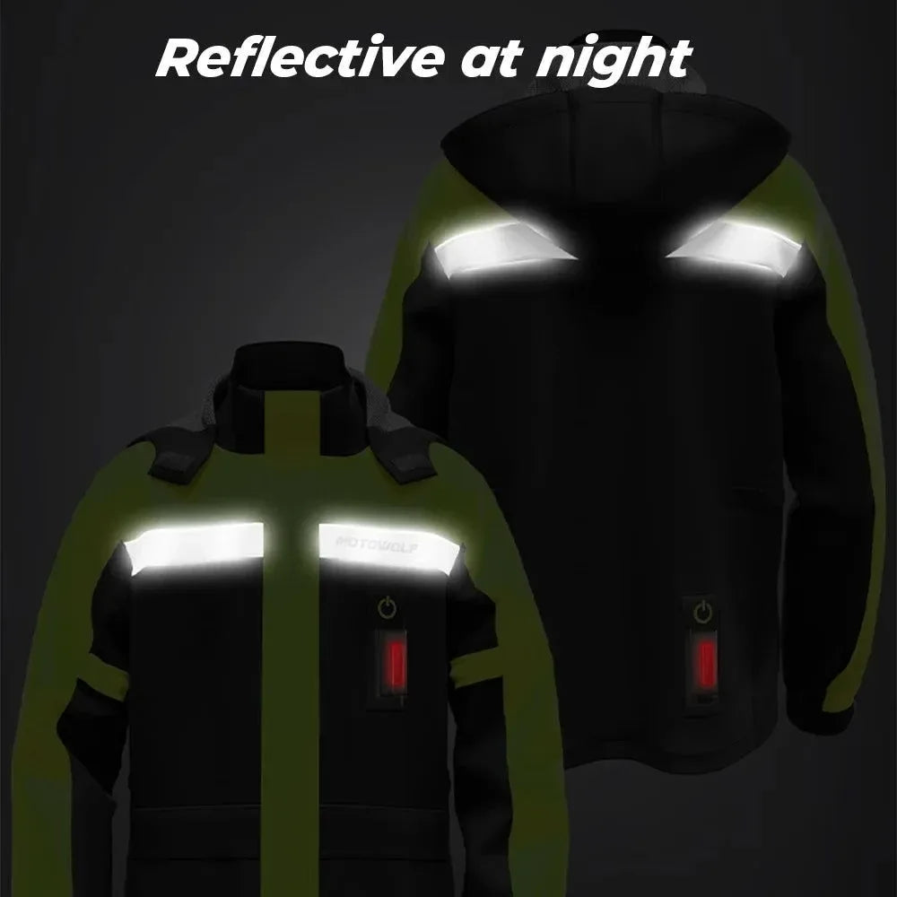 Waterproof Motorcycle Rain Jacket and Pants with LED Alert - Reflective Impermeable Suit for Outdoor Riding - Trekker Essentials
