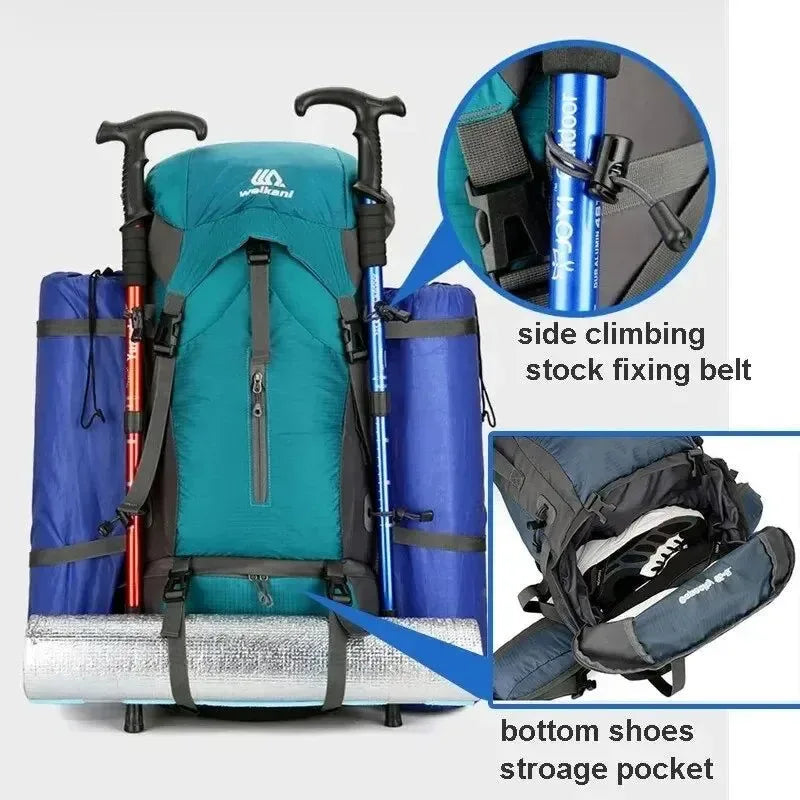 Waterproof Nylon Camping Travel Backpack: Ideal Gear for Outdoor Hiking and Mountaineering - Trekker Essentials