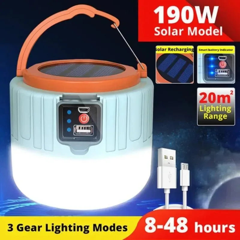 Waterproof Solar LED Camping Light – Rechargeable Portable Tent Lantern & Emergency Energy-Saving Lamp - Trekker Essentials