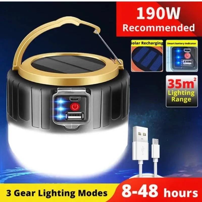 Waterproof Solar LED Camping Light – Rechargeable Portable Tent Lantern & Emergency Energy-Saving Lamp - Trekker Essentials