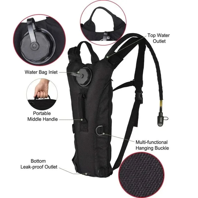 Waterproof Tactical Hydration Backpack with 3L Bladder for Running Cycling Tourism and Camping - Trekker Essentials