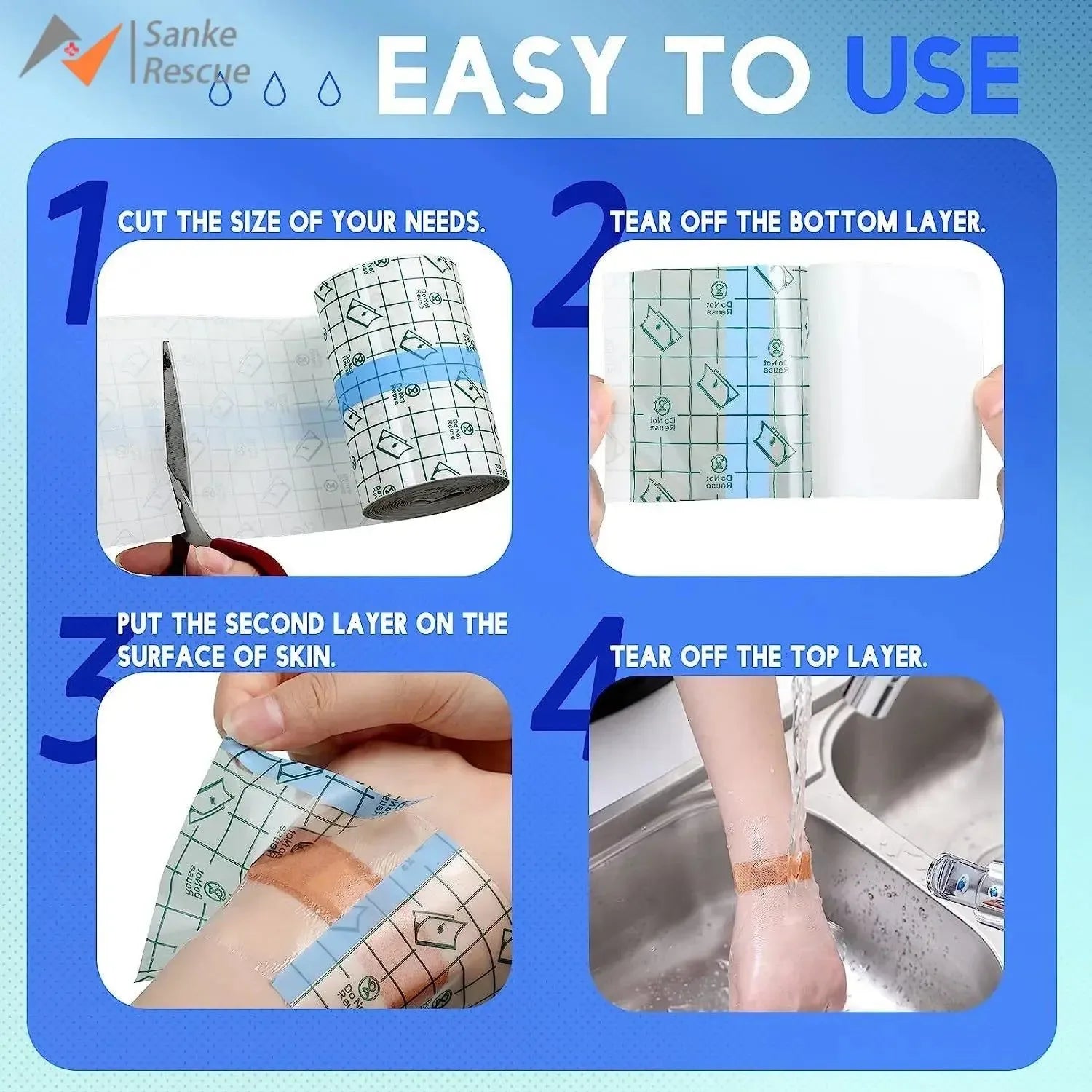 Waterproof Tattoo Film - Skin Healing Adhesive Bandages for Tattoo Aftercare - Trekker Essentials