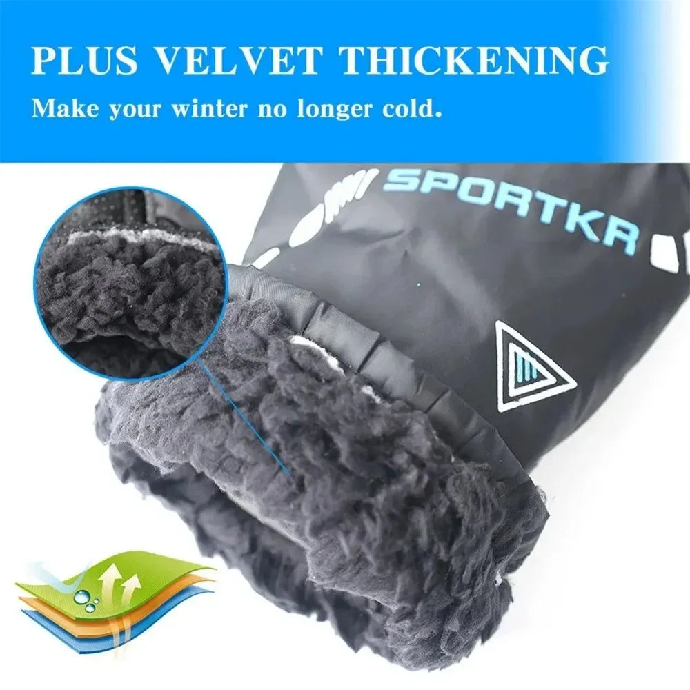 Waterproof Unisex Winter Gloves – Thickened Fleece, Windproof & Non-Slip for Skiing & Cycling - Trekker Essentials