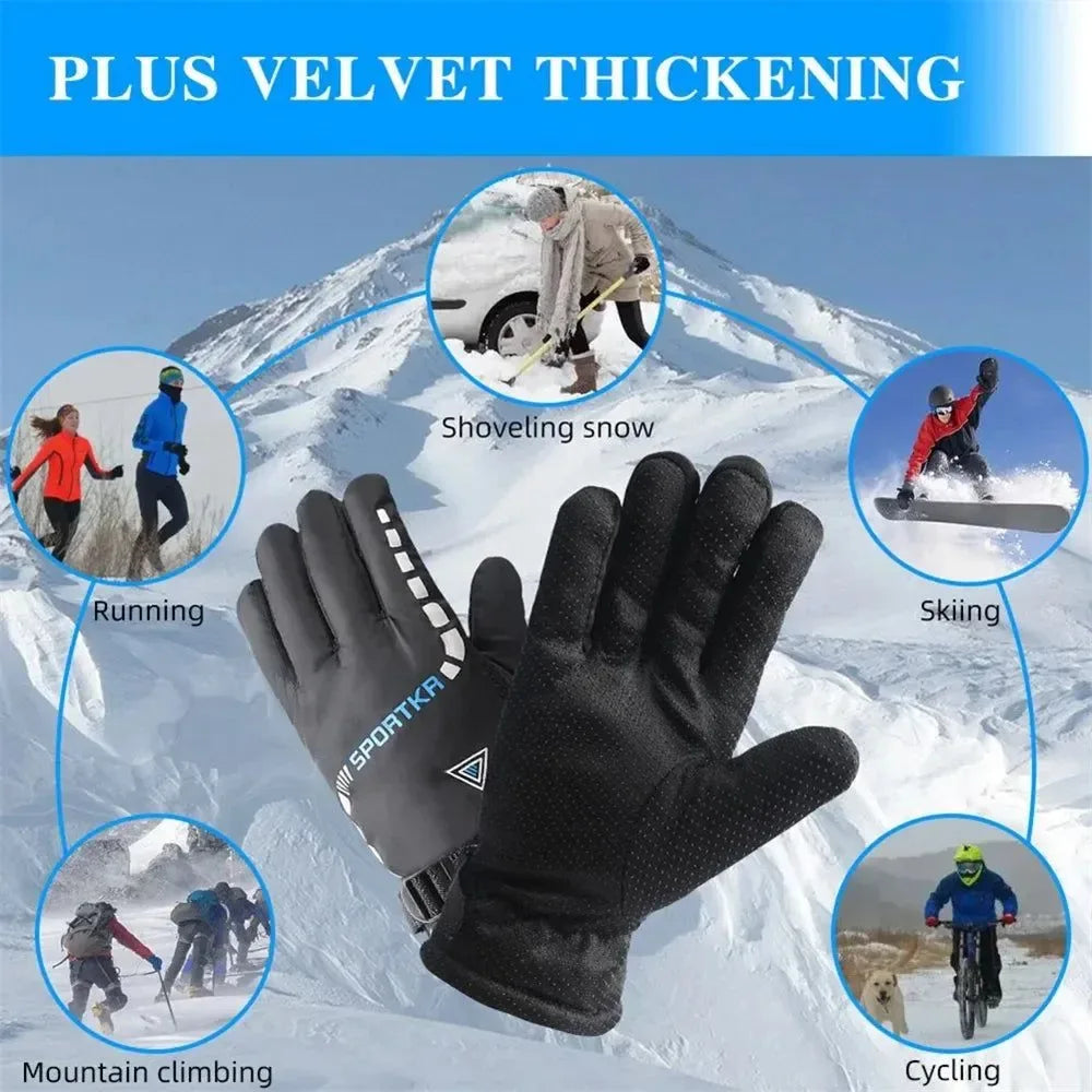 Waterproof Unisex Winter Gloves – Thickened Fleece, Windproof & Non-Slip for Skiing & Cycling - Trekker Essentials