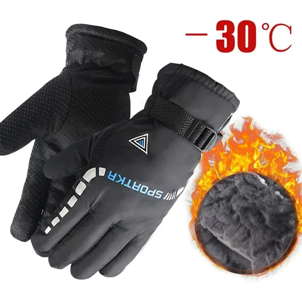 Waterproof Unisex Winter Gloves – Thickened Fleece, Windproof & Non-Slip for Skiing & Cycling - Trekker Essentials
