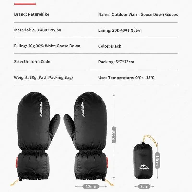White Goose Down Gloves for Winter Sports - Trekker Essentials